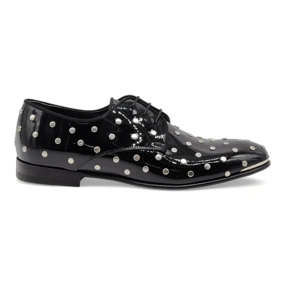 Alexander McQueen Patent Leather Men's Studded Derby Shoes $1150